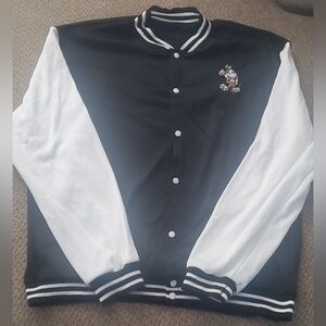 Classic Black and White Varsity Style Lightweight Mickey Mouse Jacket Womens XL